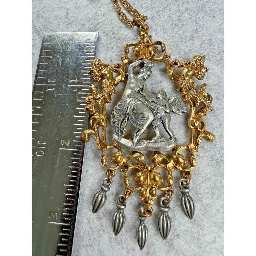 Vintage Signed ART Arthur Pepper Venus Cupid Necklace Renaissance Revival